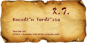 Koczán Terézia névjegykártya